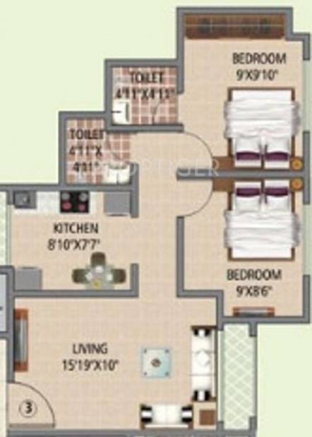 Aditya Orient Apartments (2BHK+2T (800 sq ft) 800 sq ft)