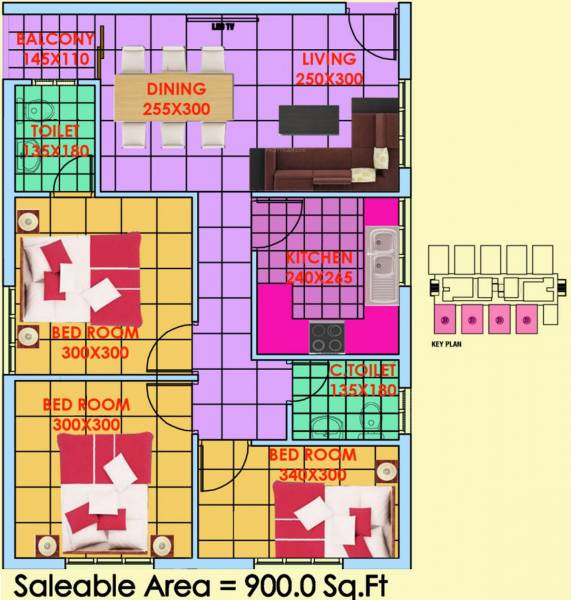 Ganga Developers Fortun Valley (3BHK+2T (900 sq ft) 900 sq ft)