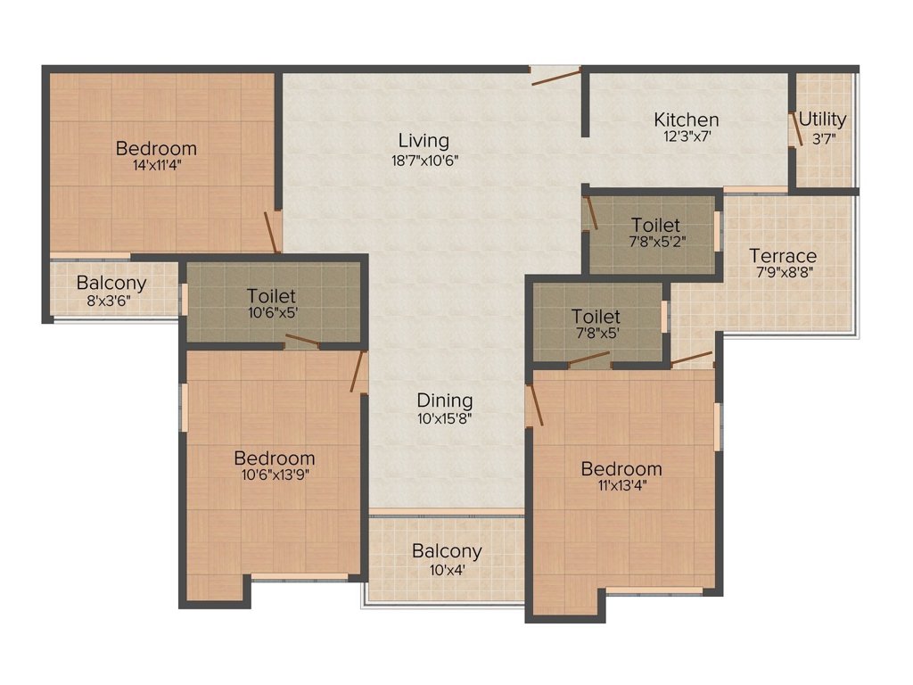 Saltee Splendora (3BHK+3T (1,828 sq ft) 1828 sq ft)