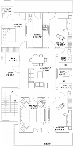 Reputed Sushant Lok 3 (3BHK+3T (1,800 sq ft)   Study Room 0 sq ft)