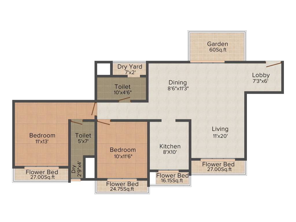 Nandivardhan Oasis Sapphire (2BHK+2T (1,040 sq ft) 1040 sq ft)