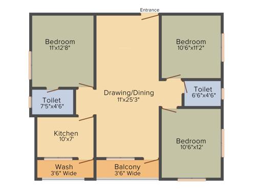 Amana Exotica (3BHK+2T (1,225 sq ft) 1225 sq ft)