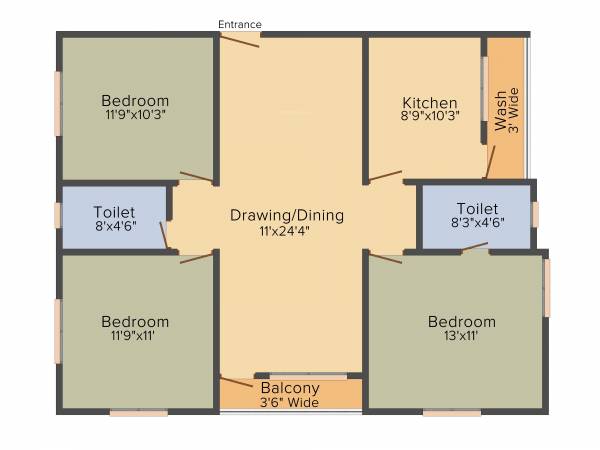 Amana Exotica (3BHK+2T (1,252 sq ft) 1252 sq ft)