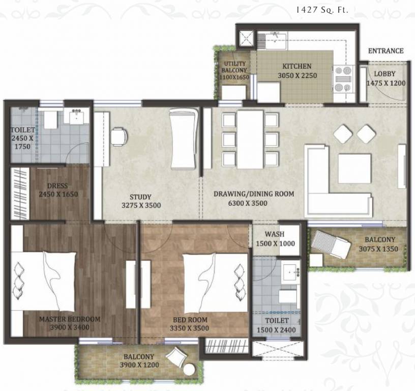 Wealth Mantra The Florencia (2BHK+2T (1,427 sq ft) + Study Room 1427 sq ft) Wealth Mantra The Florencia (2BHK+2T (1,427 sq ft) + Study Room 1427 sq ft)