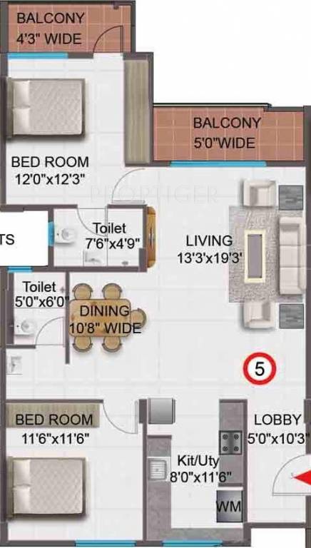Sumukha Kalpavruksha (2BHK+2T (1,260 sq ft) 1260 sq ft)