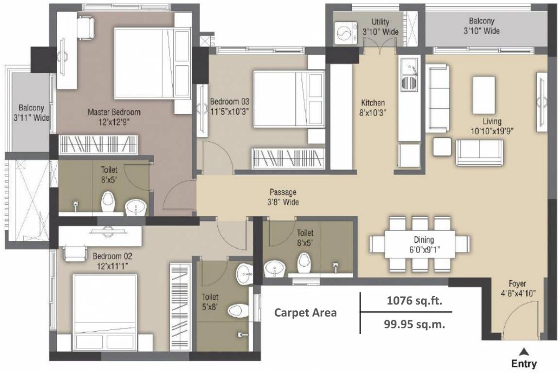 TATA Avenida (3BHK+2T (1,635 sq ft) 1635 sq ft) TATA Avenida (3BHK+2T (1,635 sq ft) 1635 sq ft)