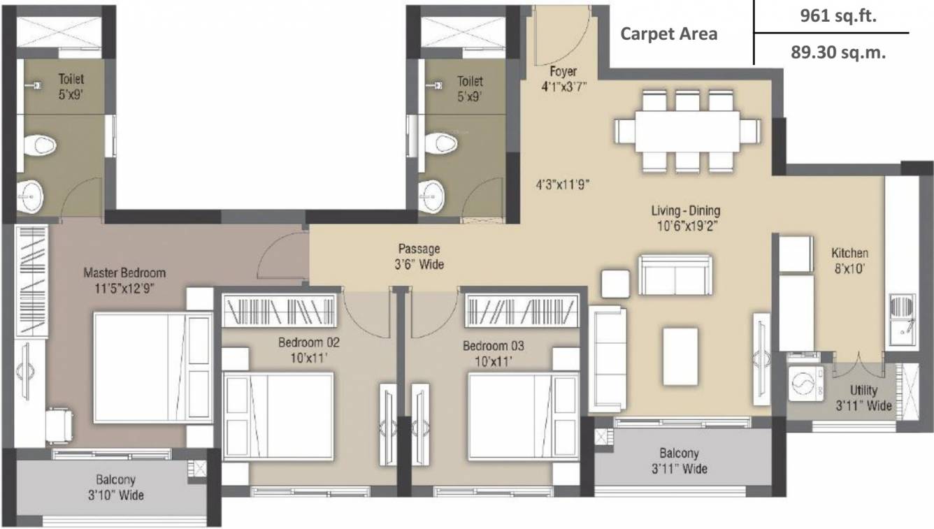 TATA Avenida (3BHK+3T (1,460 sq ft) 1460 sq ft) TATA Avenida (3BHK+3T (1,460 sq ft) 1460 sq ft)