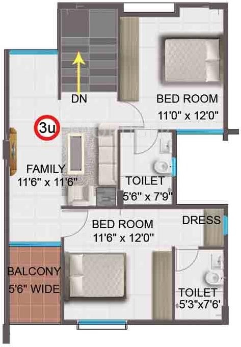 Sumukha Kalpavruksha (3BHK+3T (1,834 sq ft) 1834 sq ft)