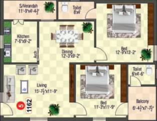 Aaditri Fortune Iconia (2BHK+2T (1,162 sq ft) 1162 sq ft)