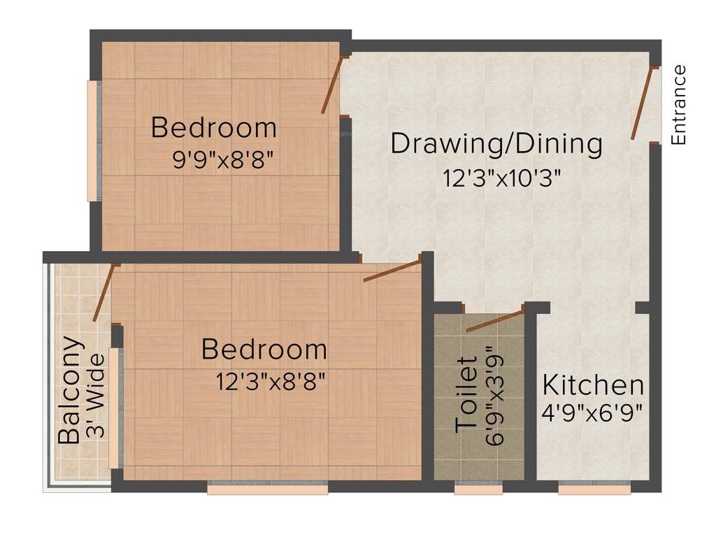 Karunamoyee Riverside Greenwood (2BHK+1T (614 sq ft) 614 sq ft)