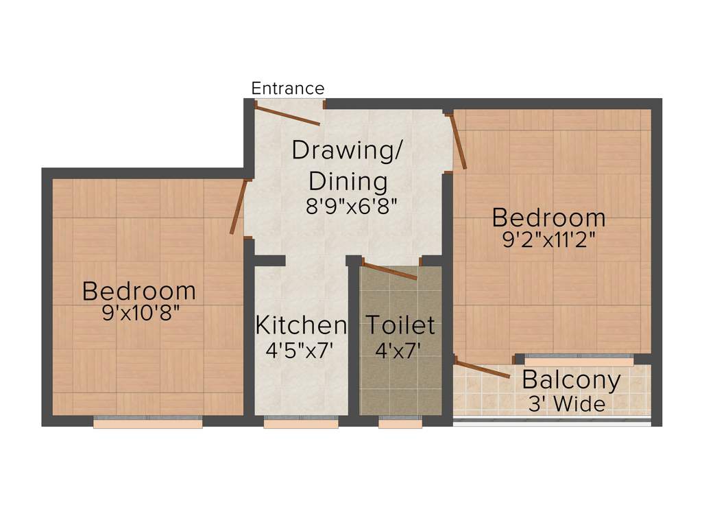 Karunamoyee Riverside Greenwood (2BHK+1T (526 sq ft) 526 sq ft)