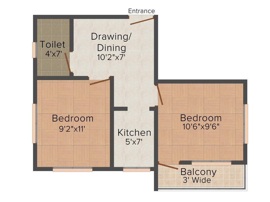 Karunamoyee Riverside Greenwood (2BHK+1T (574 sq ft) 574 sq ft)