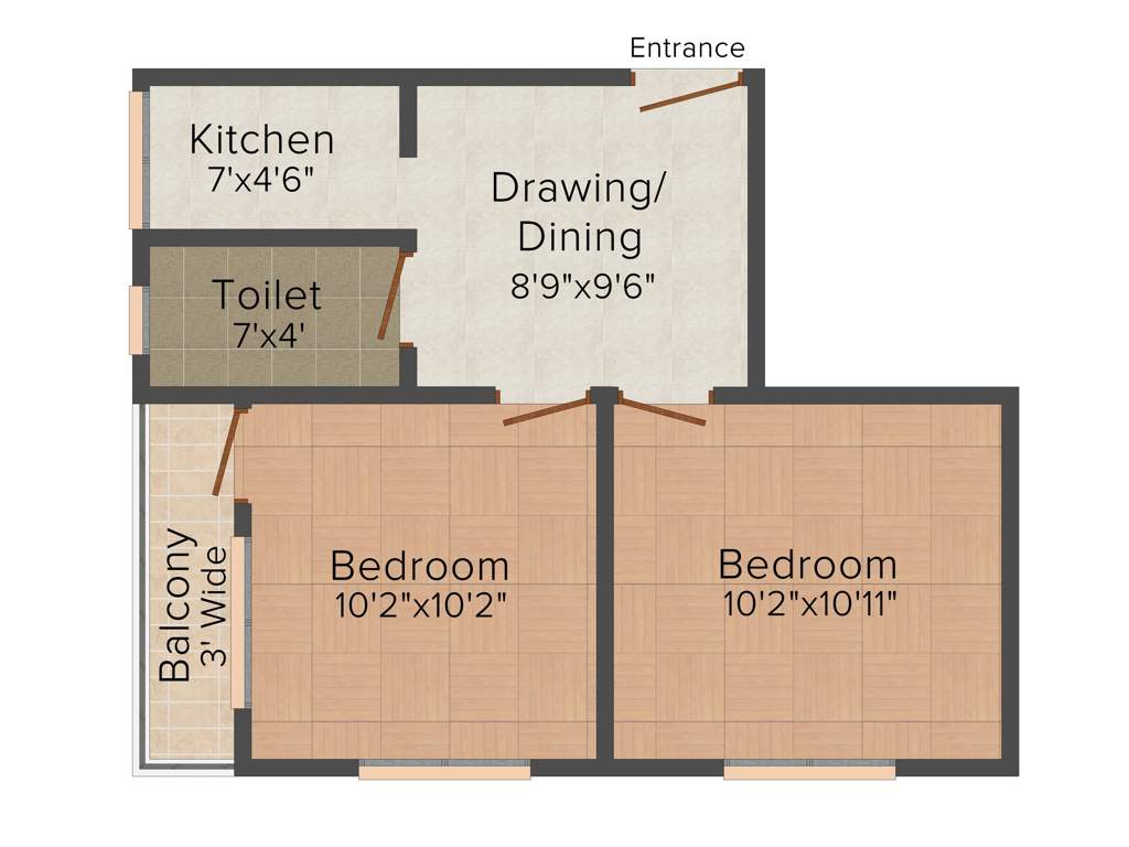 Karunamoyee Riverside Greenwood (2BHK+1T (587 sq ft) 587 sq ft)