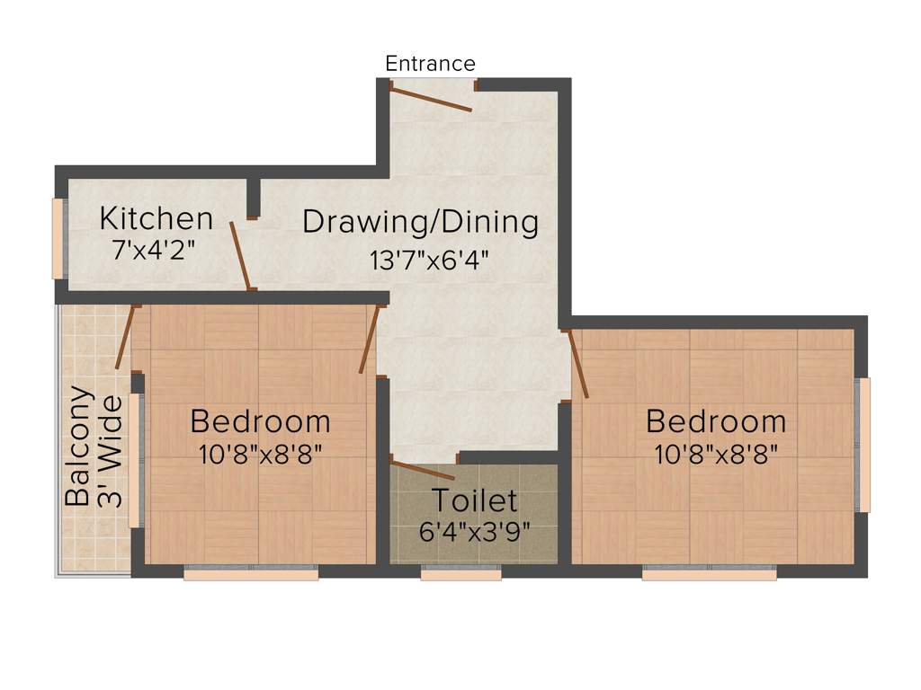 Karunamoyee Riverside Greenwood (2BHK+1T (598 sq ft) 598 sq ft)