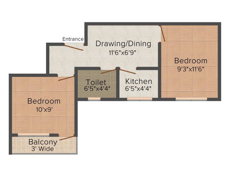 Karunamoyee Riverside Greenwood (2BHK+1T (612 sq ft) 612 sq ft)