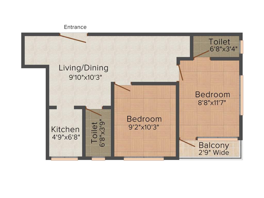 Karunamoyee Riverside Greenwood (2BHK+1T (704 sq ft) 704 sq ft)