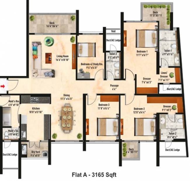 SNN Clermont (4BHK+3T (3,165 sq ft)   Servant Room 3165 sq ft)