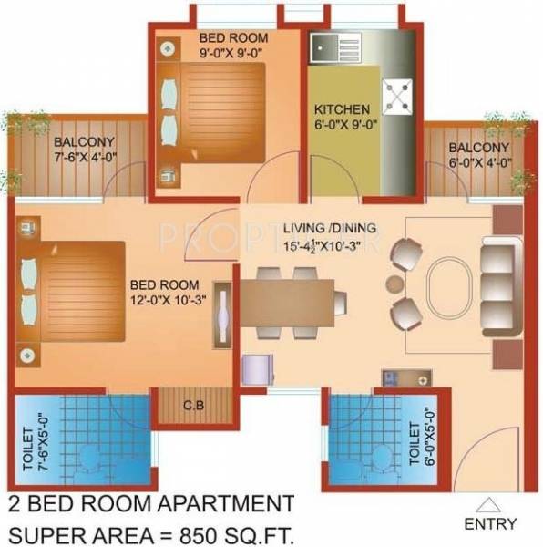 Avalon Residency Phase I (2BHK+2T (850 sq ft) 850 sq ft)