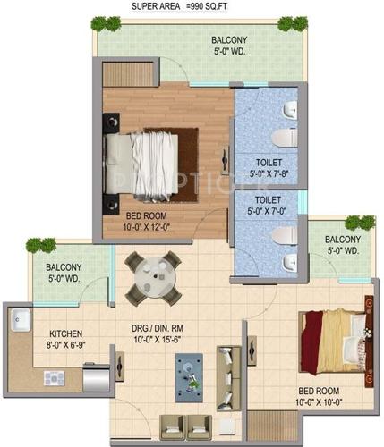 Yash O3K Ozone Klassic (2BHK+2T (990 sq ft) 990 sq ft)