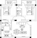 Le Majestic (2BHK+2T (930 sq ft) 930 sq ft)