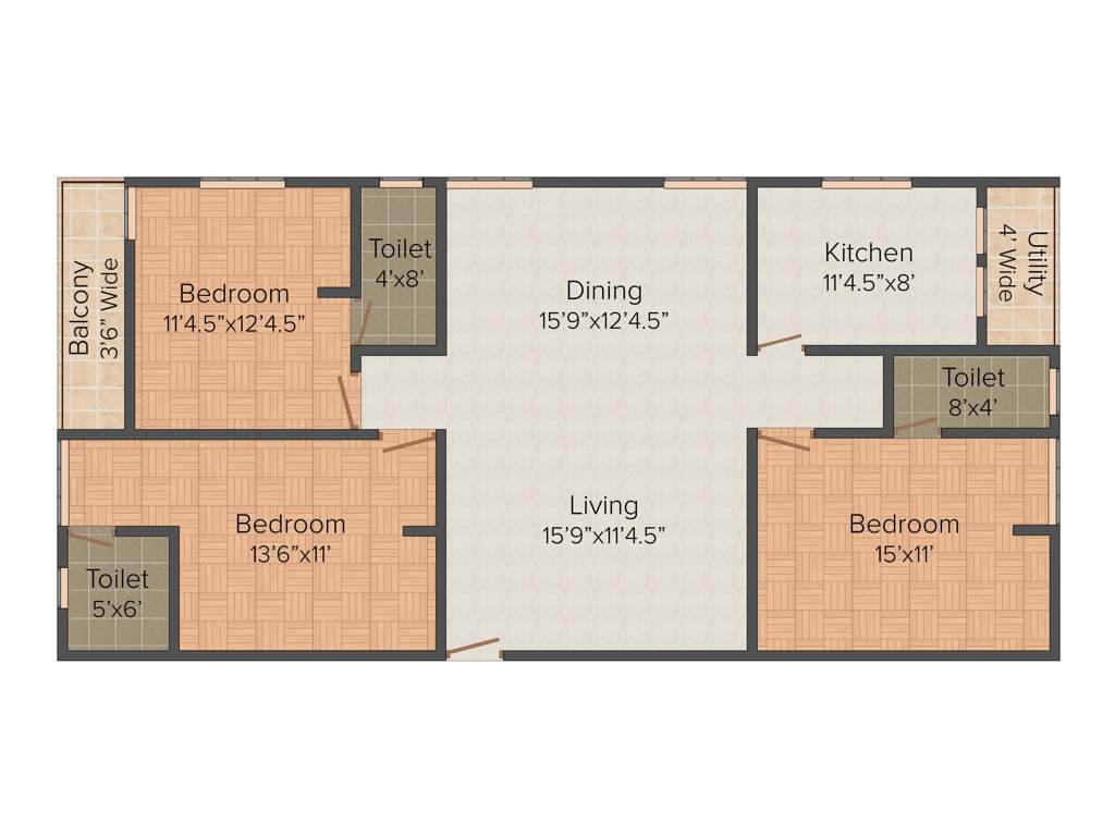 Avantika Kaveri (3BHK+3T (1,612 sq ft) 1612 sq ft)