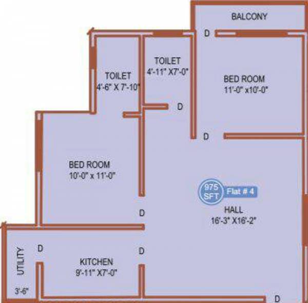 Dream Avenue Apartments (2BHK+2T (975 sq ft) 975 sq ft) Dream Avenue Apartments (2BHK+2T (975 sq ft) 975 sq ft)