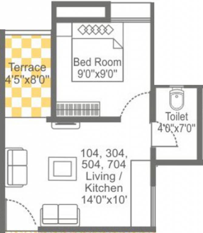 Garve Silver Treasure (1BHK+1T (405 sq ft) 405 sq ft)