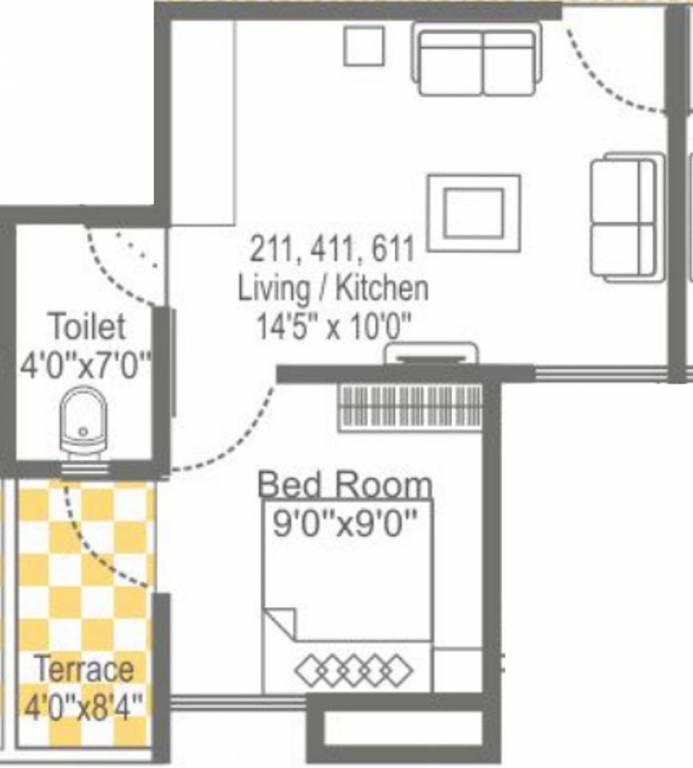 Garve Silver Treasure (1BHK+1T (408 sq ft) 408 sq ft)