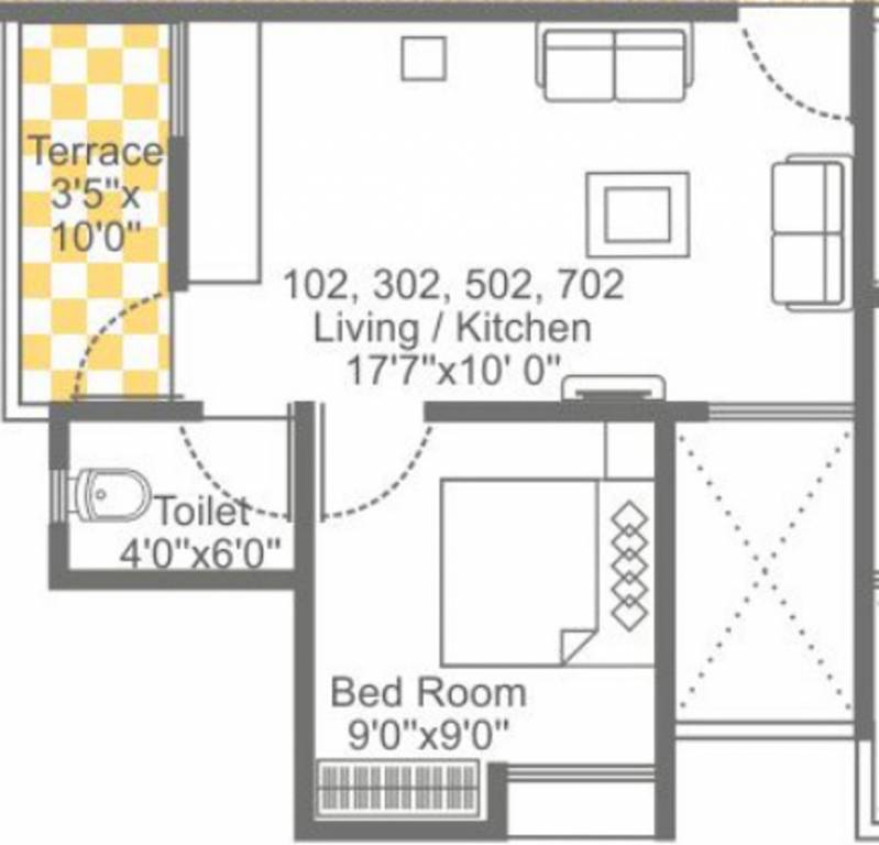 Garve Silver Treasure (1BHK+1T (458 sq ft) 458 sq ft)