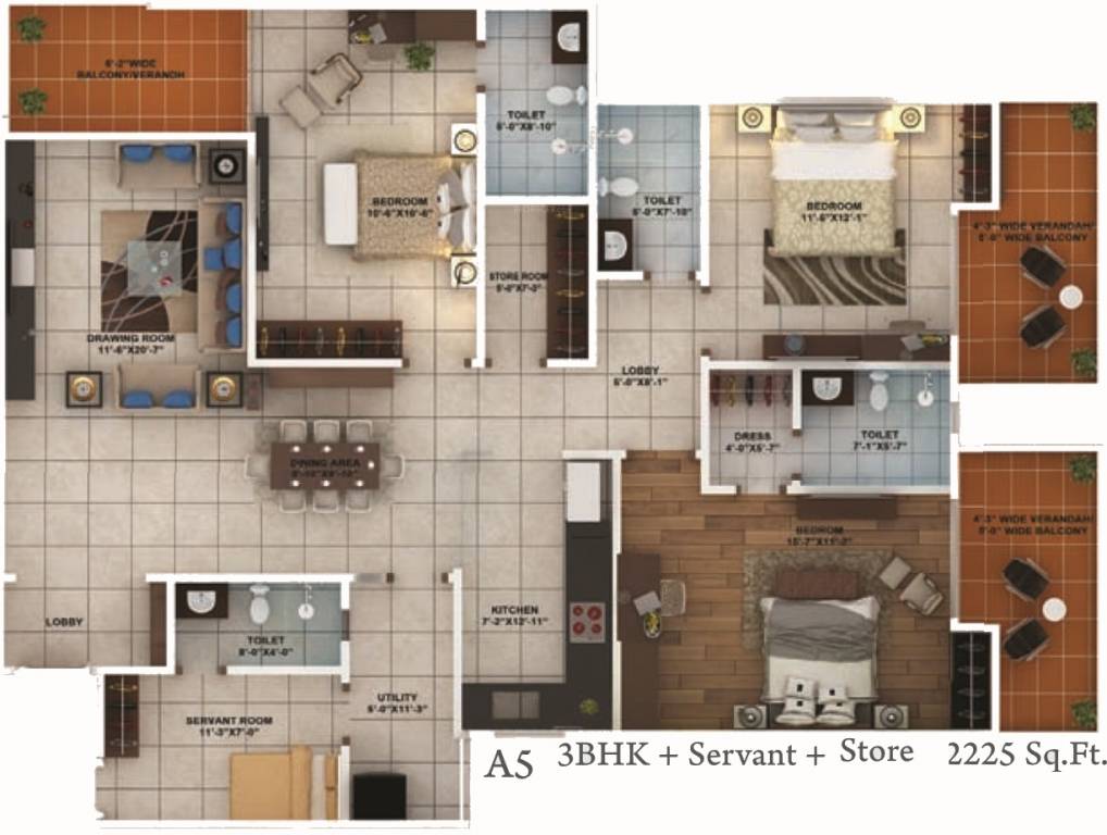 Vasudeva Realty Amantran (3BHK+3T (2,225 sq ft)   Servant Room 2225 sq ft)