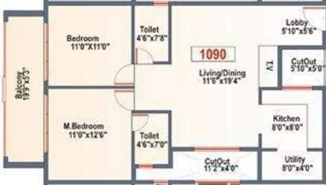 Eternity Serene (2BHK+2T (1,090 sq ft) 1090 sq ft)