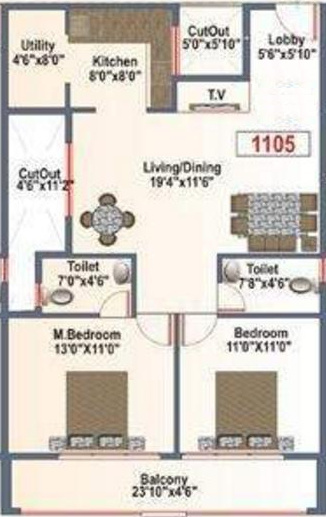 Eternity Serene (2BHK+2T (1,105 sq ft) 1105 sq ft)