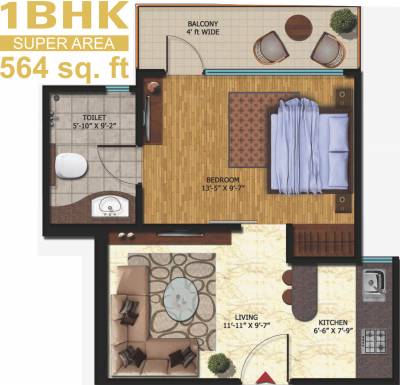 Oxirich Square One (1BHK+1T (564 sq ft) 564 sq ft)