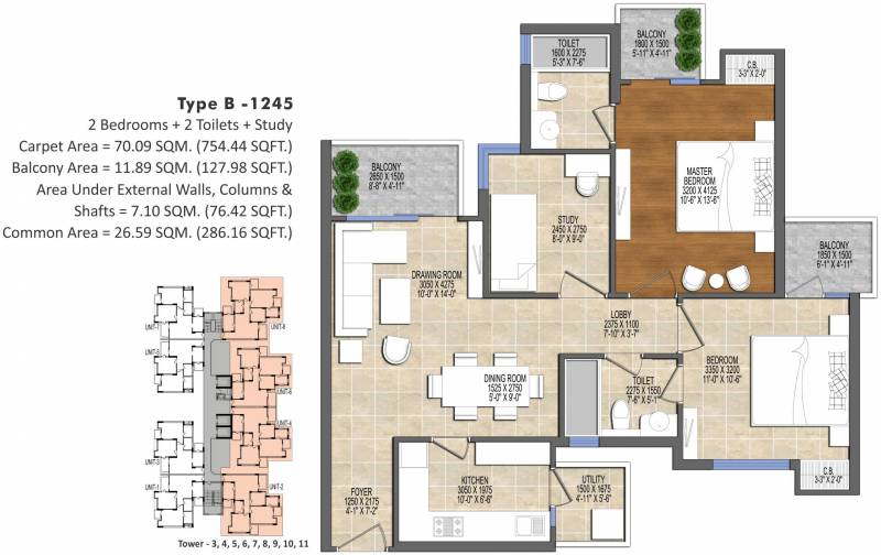 Ace Divino (2BHK+2T (1,245 sq ft)   Study Room 1245 sq ft)