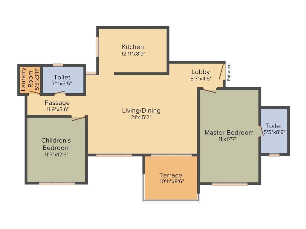 G Corp Group Greens 2BHK+2T (1,279 sq ft)