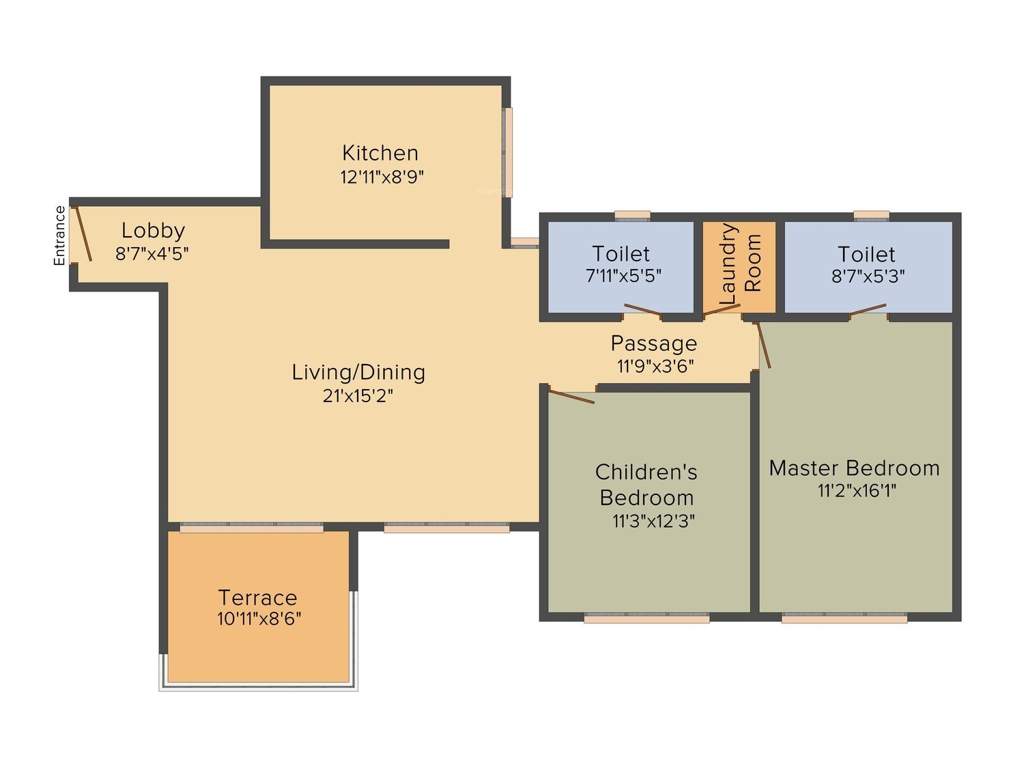 G Corp Group Greens 2BHK+2T (1,269 sq ft)