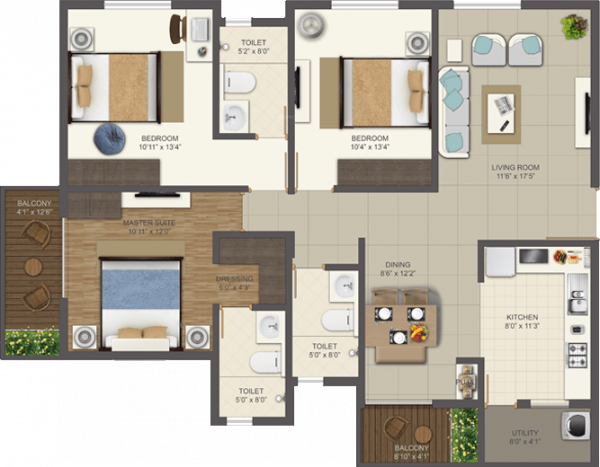 Deccan Habitat (3BHK+3T (1,600 sq ft) 1600 sq ft) Deccan Habitat (3BHK+3T (1,600 sq ft) 1600 sq ft)