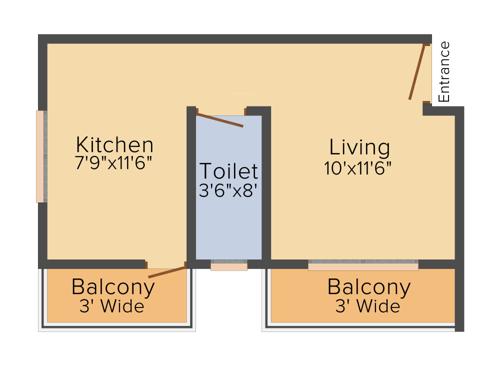 Pentagon Aadhya (1RK+1T (411 sq ft) 411 sq ft)