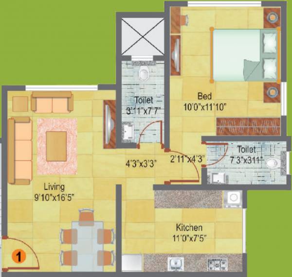 Dipti Sweta (1BHK+2T (455 sq ft) 455 sq ft)