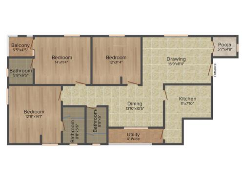 Legend Crystal (3BHK+3T (1,848 sq ft)   Pooja Room 1848 sq ft)