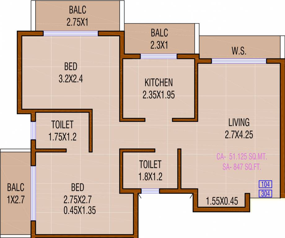  Mera Ghar Nighu (2BHK+2T (847 sq ft) 847 sq ft)