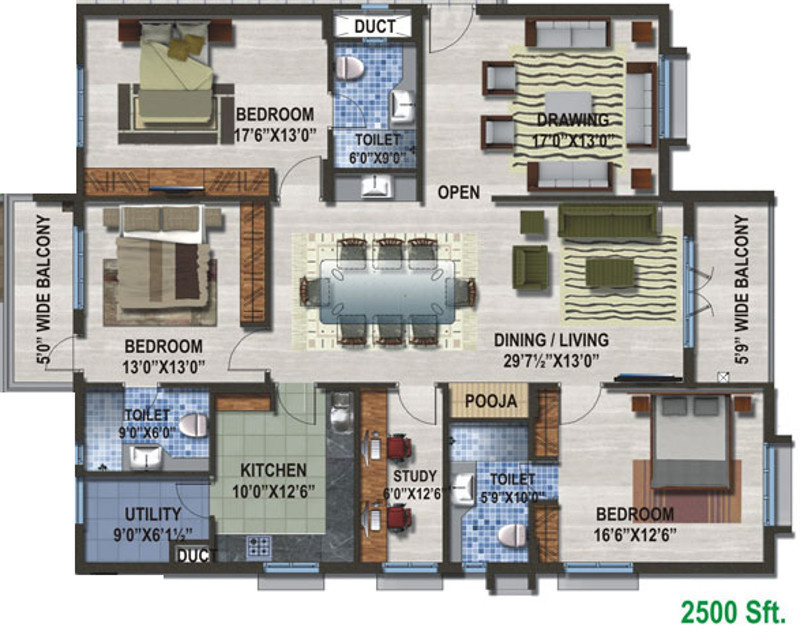 Sew Estella (3BHK+3T (2,500 sq ft)   Study Room 2500 sq ft)