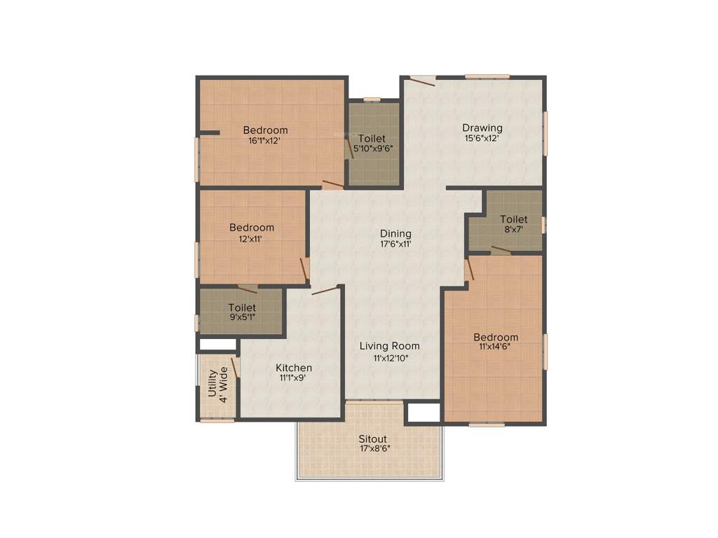 Sew Estella (3BHK+3T (2,095 sq ft) 2095 sq ft)