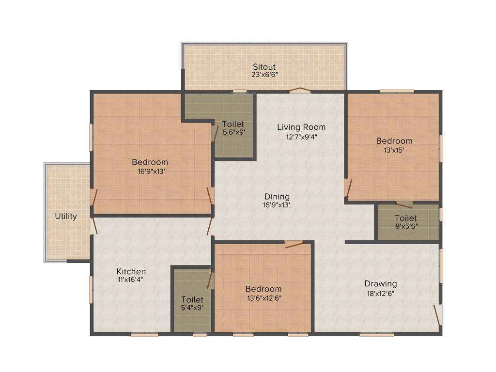 Sew Estella (3BHK+3T (2,525 sq ft)   Pooja Room 2525 sq ft)