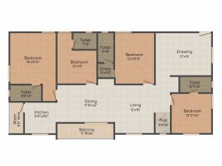 Reliance Avans Arena (4BHK+4T (2,510 sq ft)   Pooja Room 2510 sq ft)