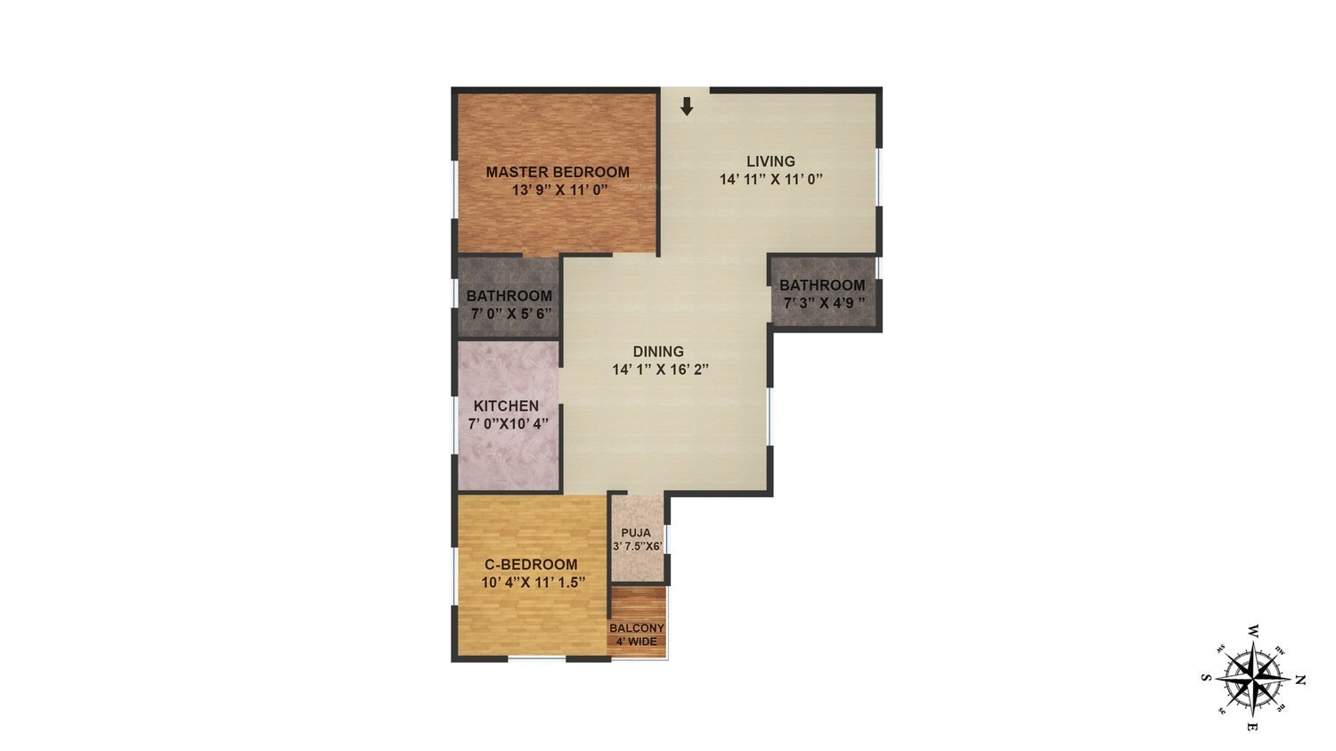 Janapriya Arcadia (2BHK+2T (1,120 sq ft) 1120 sq ft)