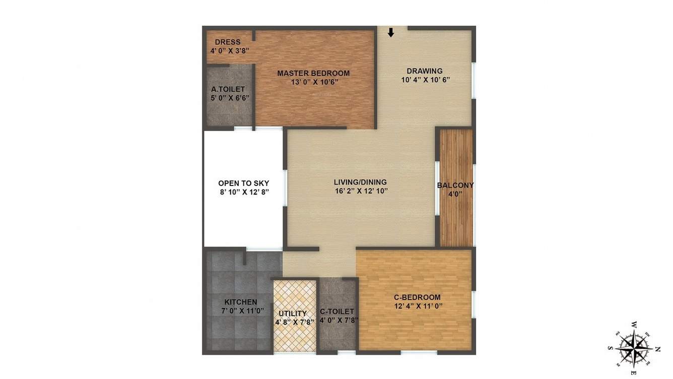 Janapriya Arcadia (2BHK+2T (1,155 sq ft) 1155 sq ft)