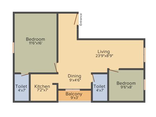 Naaghappa Aura (2BHK+2T (933 sq ft) 933 sq ft)