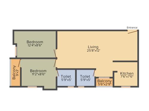 Naaghappa Aura (2BHK+2T (909 sq ft) 909 sq ft)