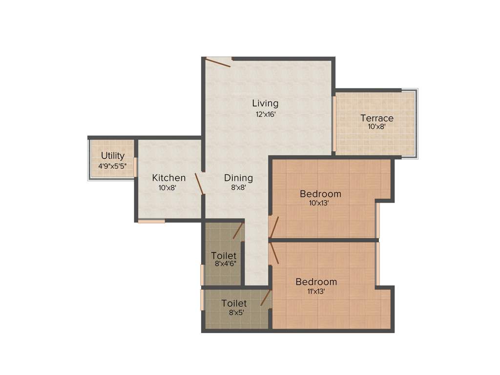 Shriram La Tierra (2BHK+2T (1,107 sq ft) 1107 sq ft)